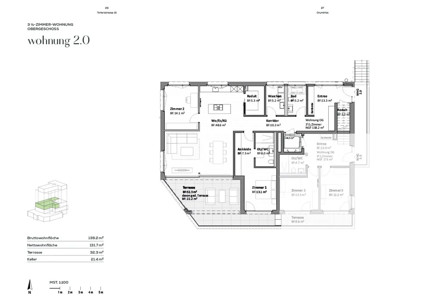 Ampio appartamento di 3,5 stanze al piano superiore, 138m2 di superficie abitabile, vista lago e montagna, in una posizione a contatto con la natura - Foto 5 di 10
