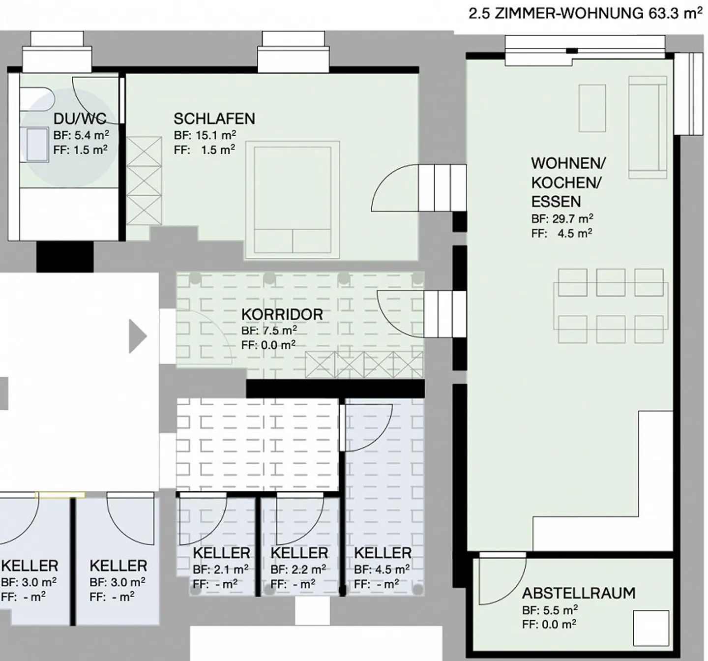 Appartement 2.5 pièces presque neuf dans un emplacement central - Photo 6 sur 7