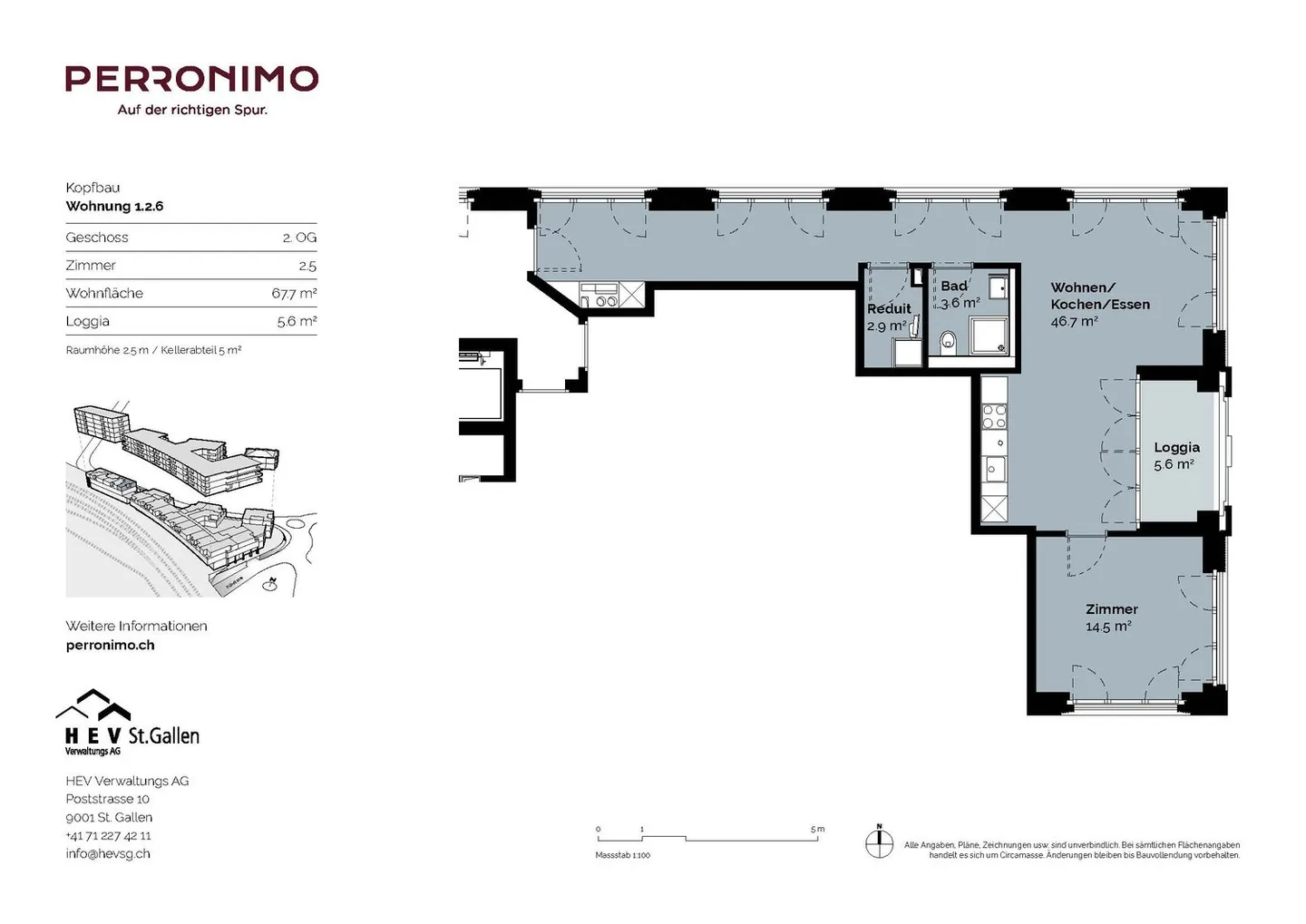 Appartamenti 2.5 locali nel nuovo edificio "Perronimo" a Wil - Foto 11 di 12