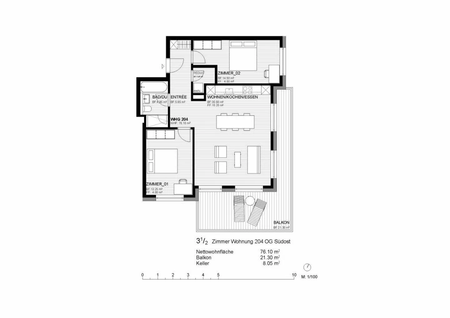 Moderno appartamento di 3,5 stanze con terrazza. - Foto 7 di 8