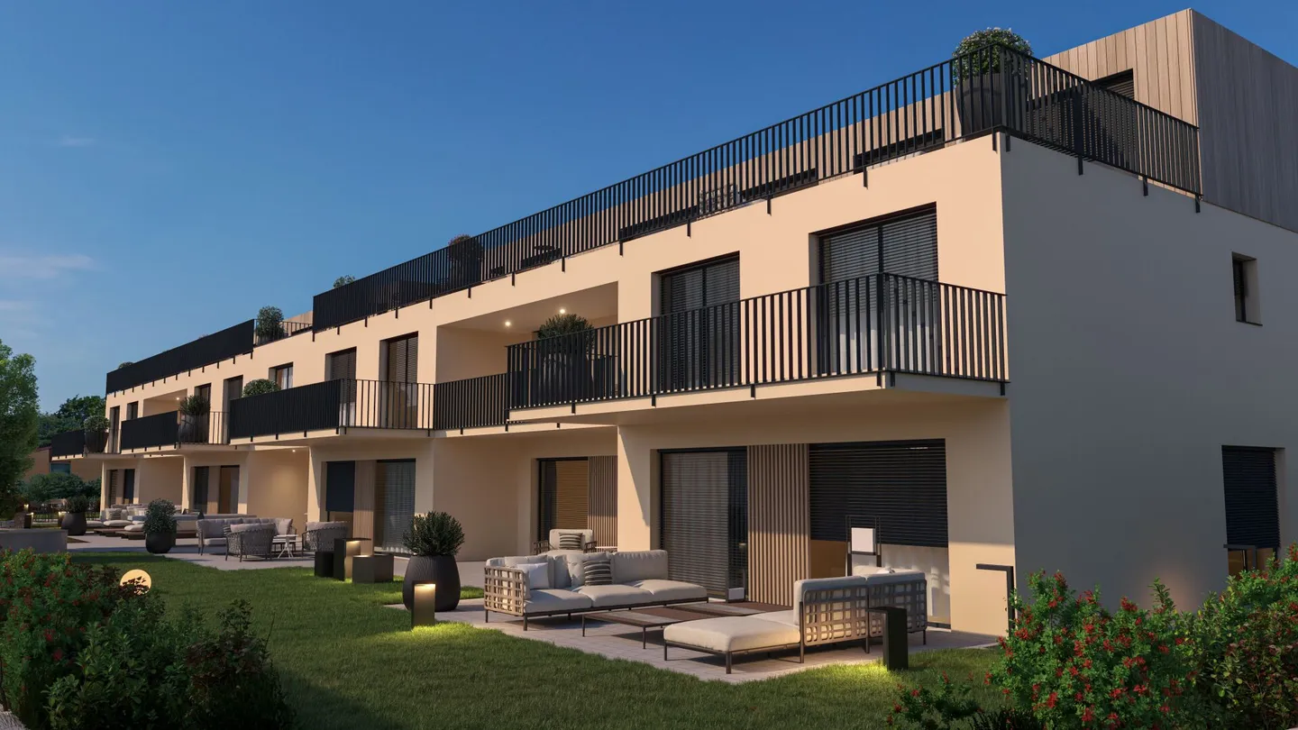 Maison de ville neuve de 5,5 pièces avec terrasse, 2 balcons, système photovoltaïque et deux places de parking en sous-sol incluses ! - Photo 1 sur 15
