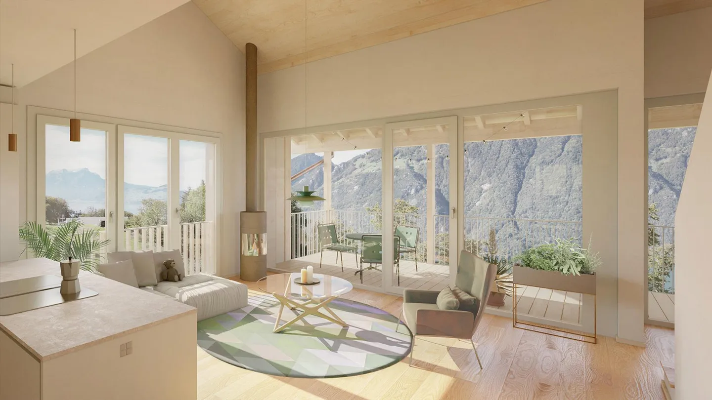 Appartamento duplex di nuova costruzione con vista sul lago e sulle montagne a Seelisberg - Foto 1 di 10