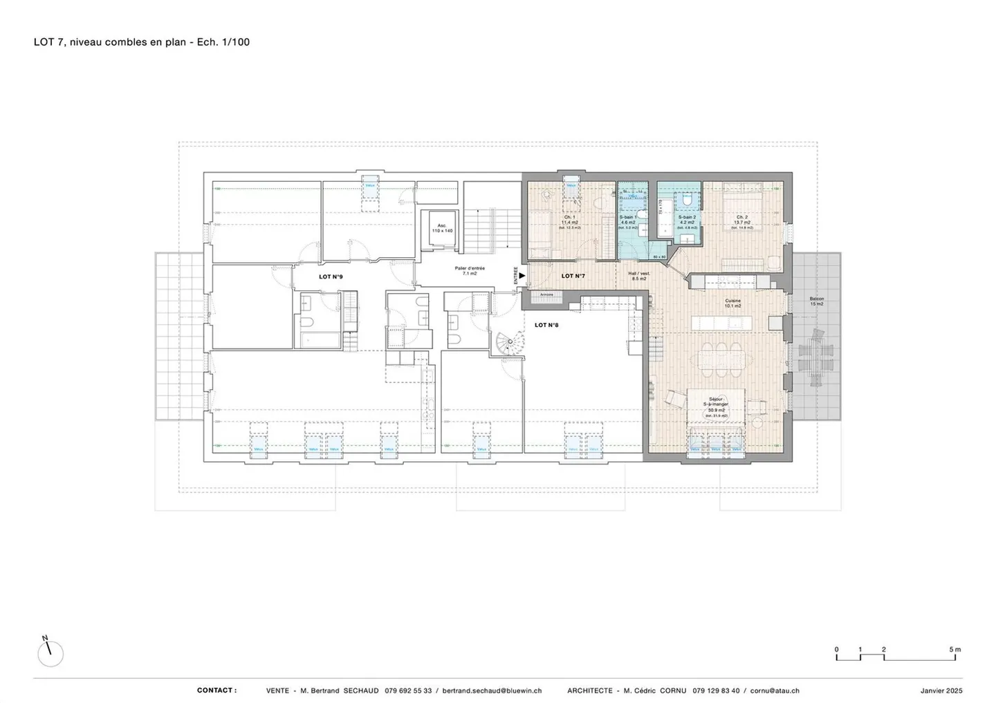 Magnifico appartamento mansardato di 3,5 locali a Sullens - Foto 6 di 9