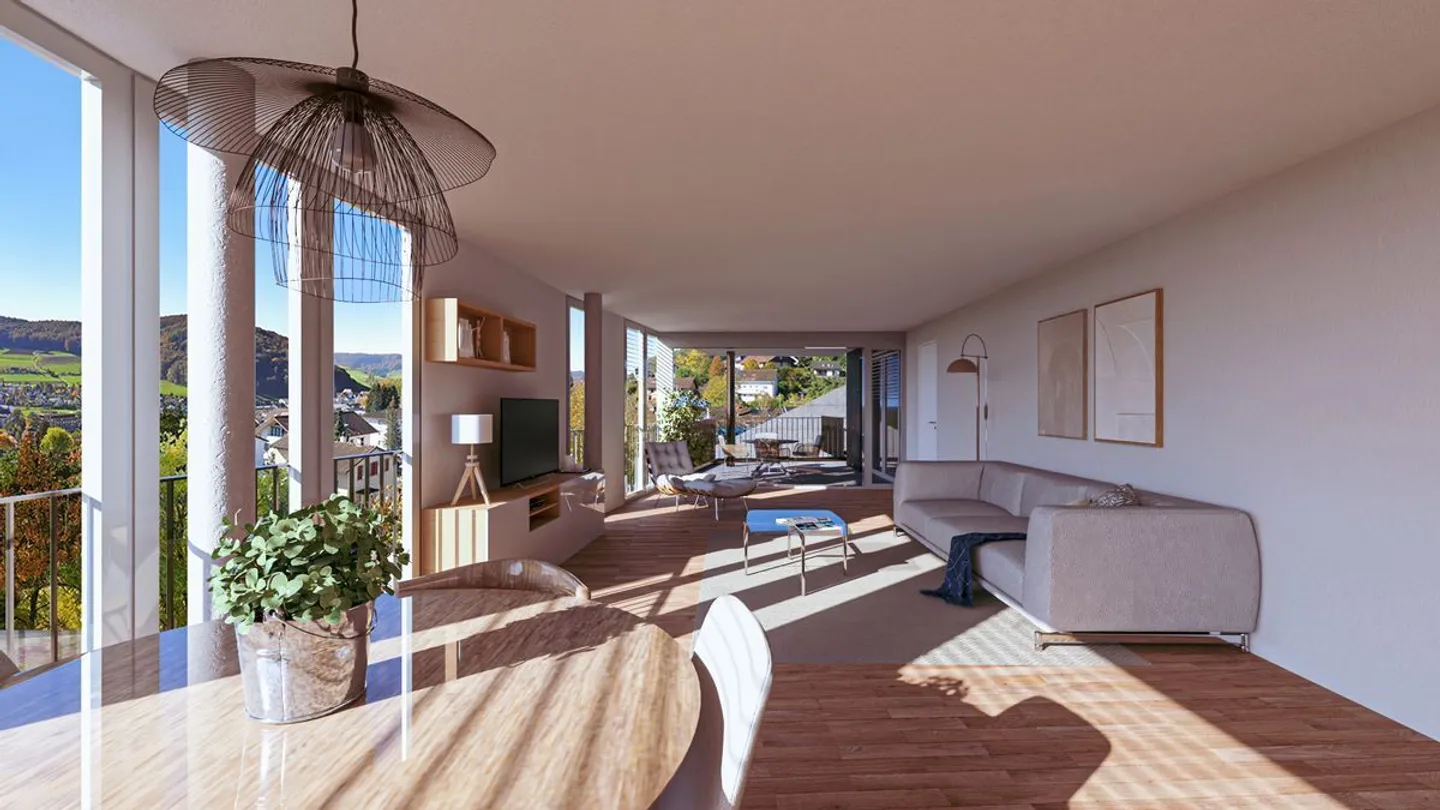 Appartamento di 4,5 stanze con permesso di costruzione, grande balcone, carport, ascensore e bella vista - Foto 1 di 8