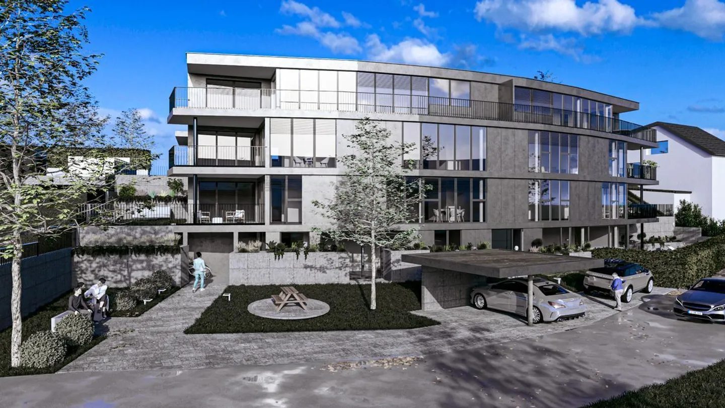 Appartamento di 4,5 stanze con permesso di costruzione, grande balcone, carport, ascensore e bella vista - Foto 7 di 8