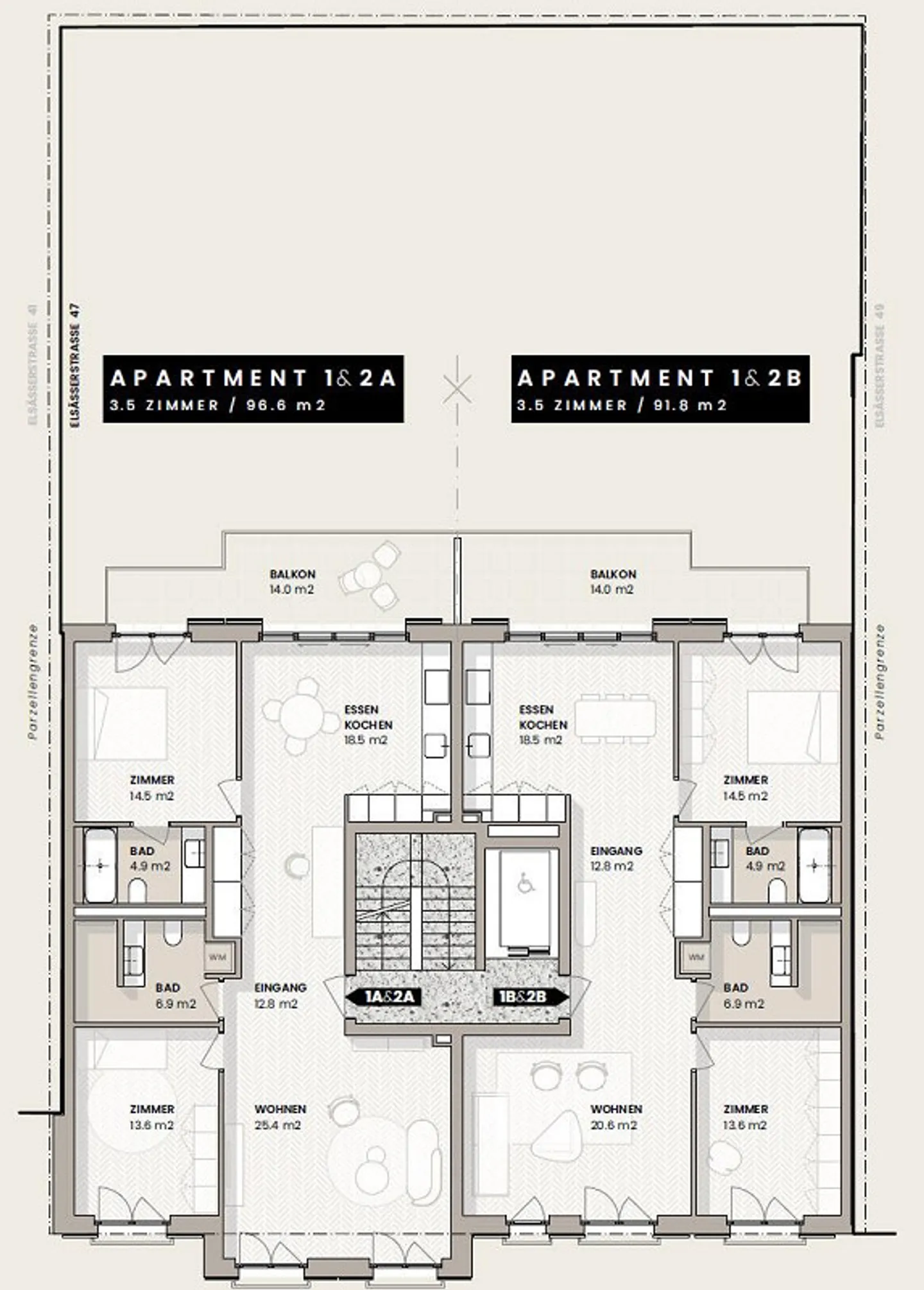 8 appartements neufs exclusifs de 3,5 pièces vivre en ville à Bâle - Photo 8 sur 11