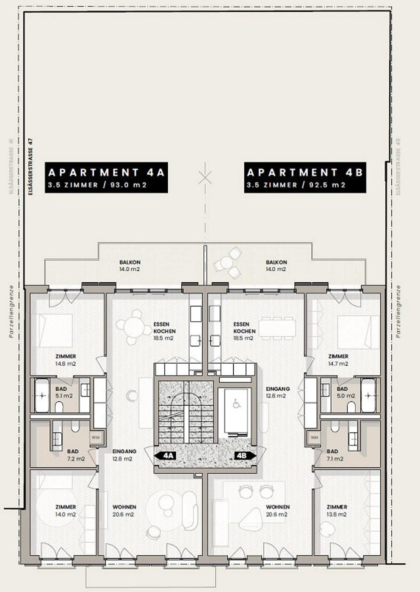 8 appartements neufs exclusifs de 3,5 pièces vivre en ville à Bâle - Photo 10 sur 11