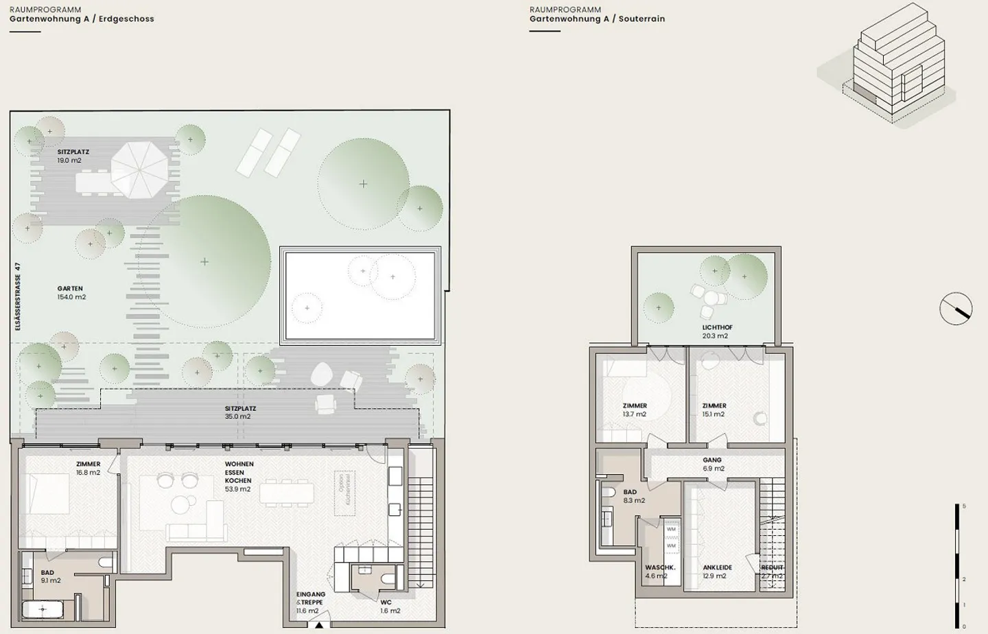 Appartement de jardin en sous-sol exclusif de 4,5 pièces avec jardin privé de 208 m² - Photo 7 sur 8