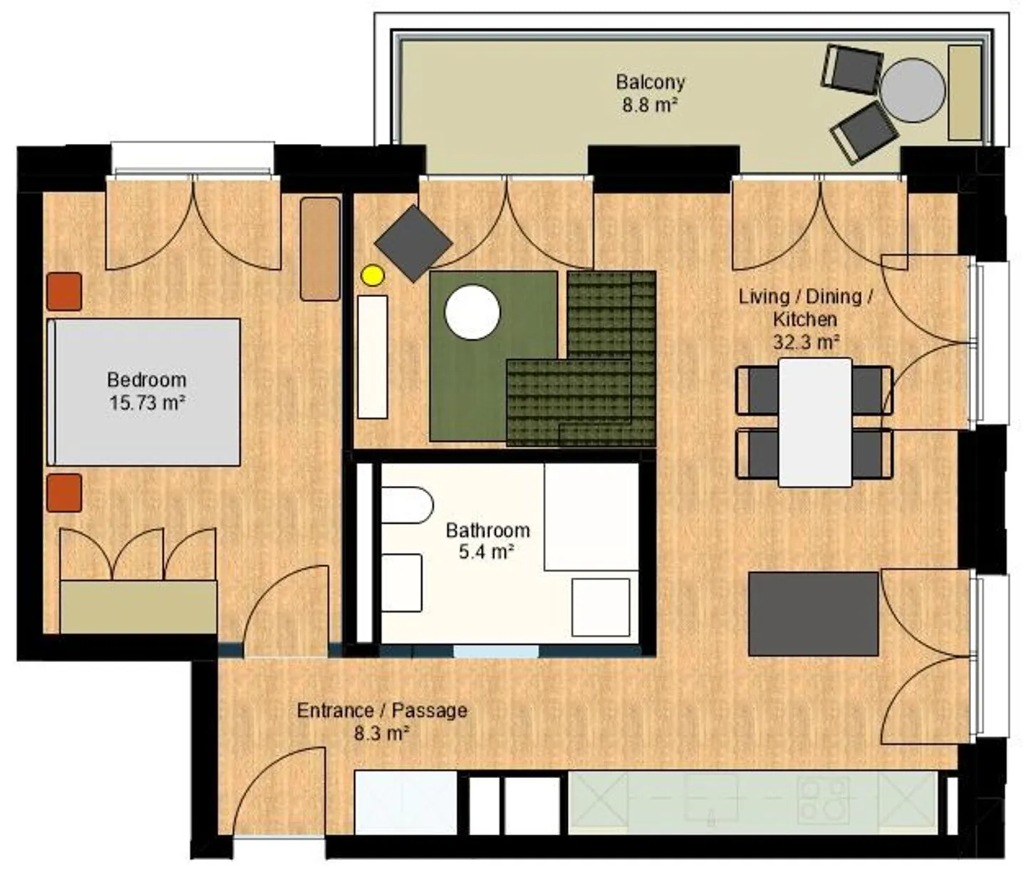 Fully furnished  and equipped 2.5 room apartment in Au - Photo 20 of 20