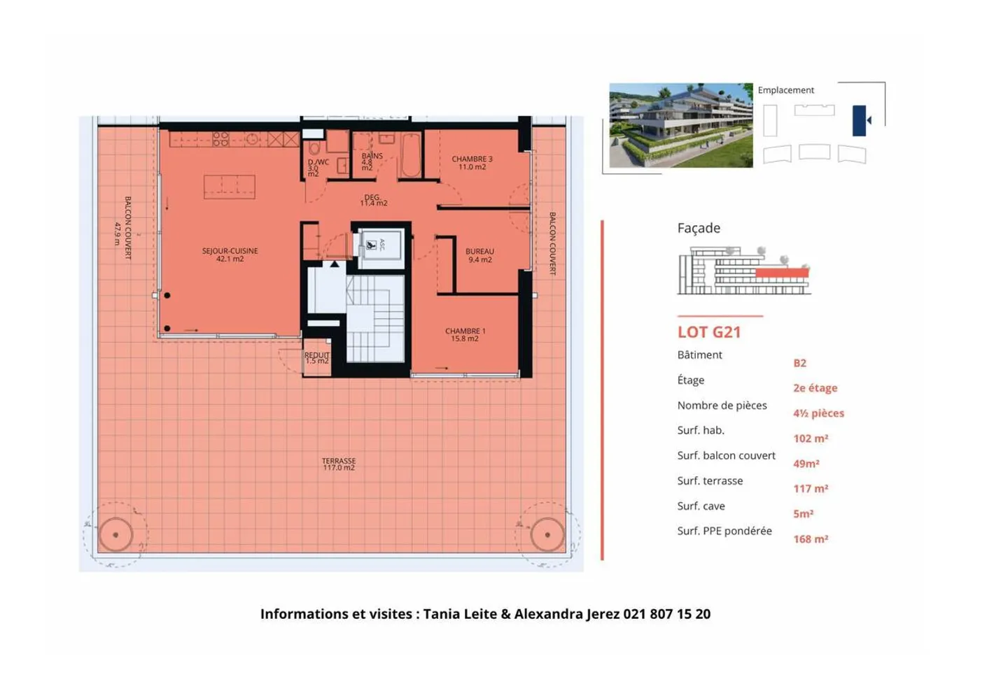 Luxuriöse 4,5-Zimmer-Eckwohnung von 168m2 mit 117m2 Terrasse im 2. Stock - Foto 13 von 13