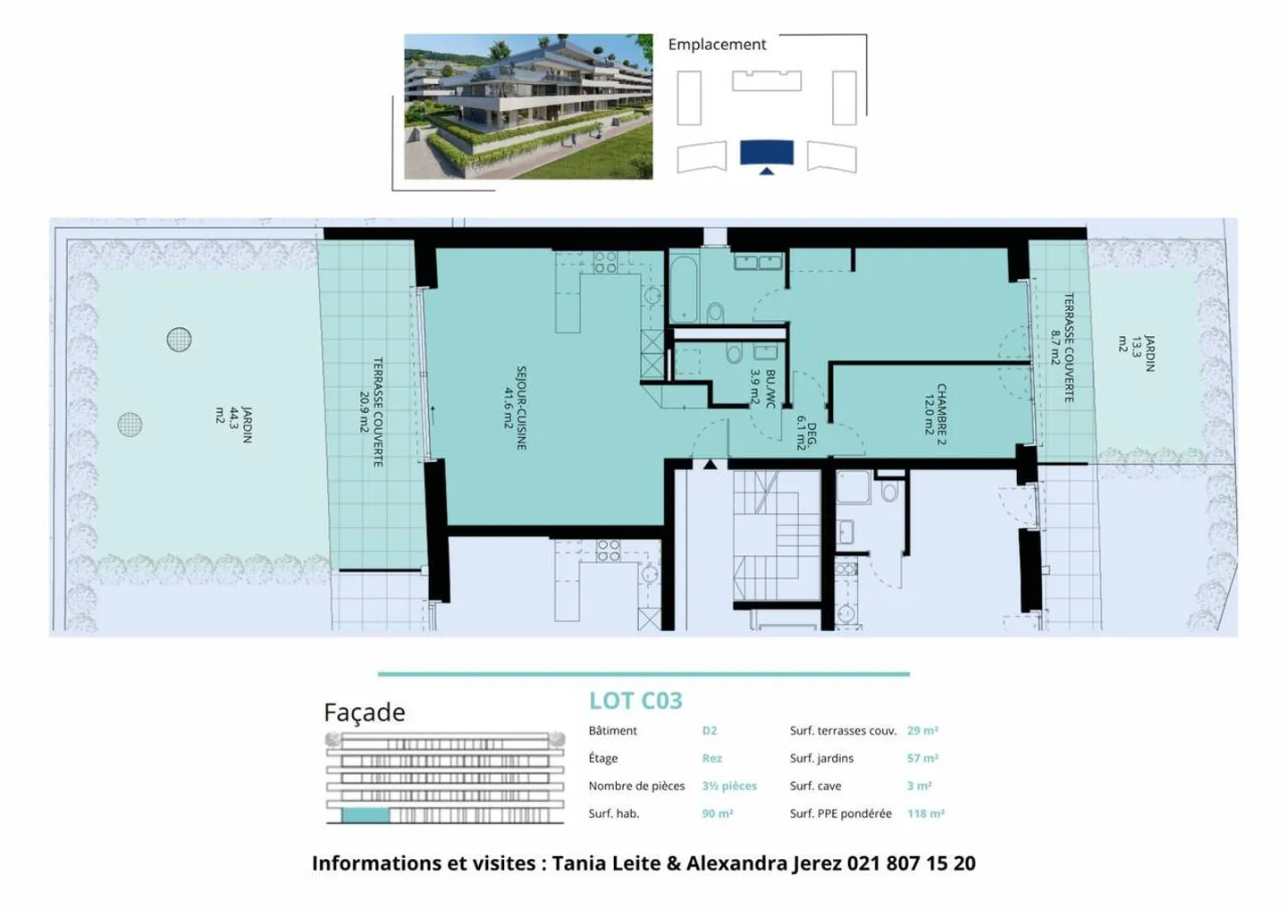 Nuovo appartamento di 3,5 stanze con terrazza coperta e giardino con vista sul lago - Foto 13 di 13
