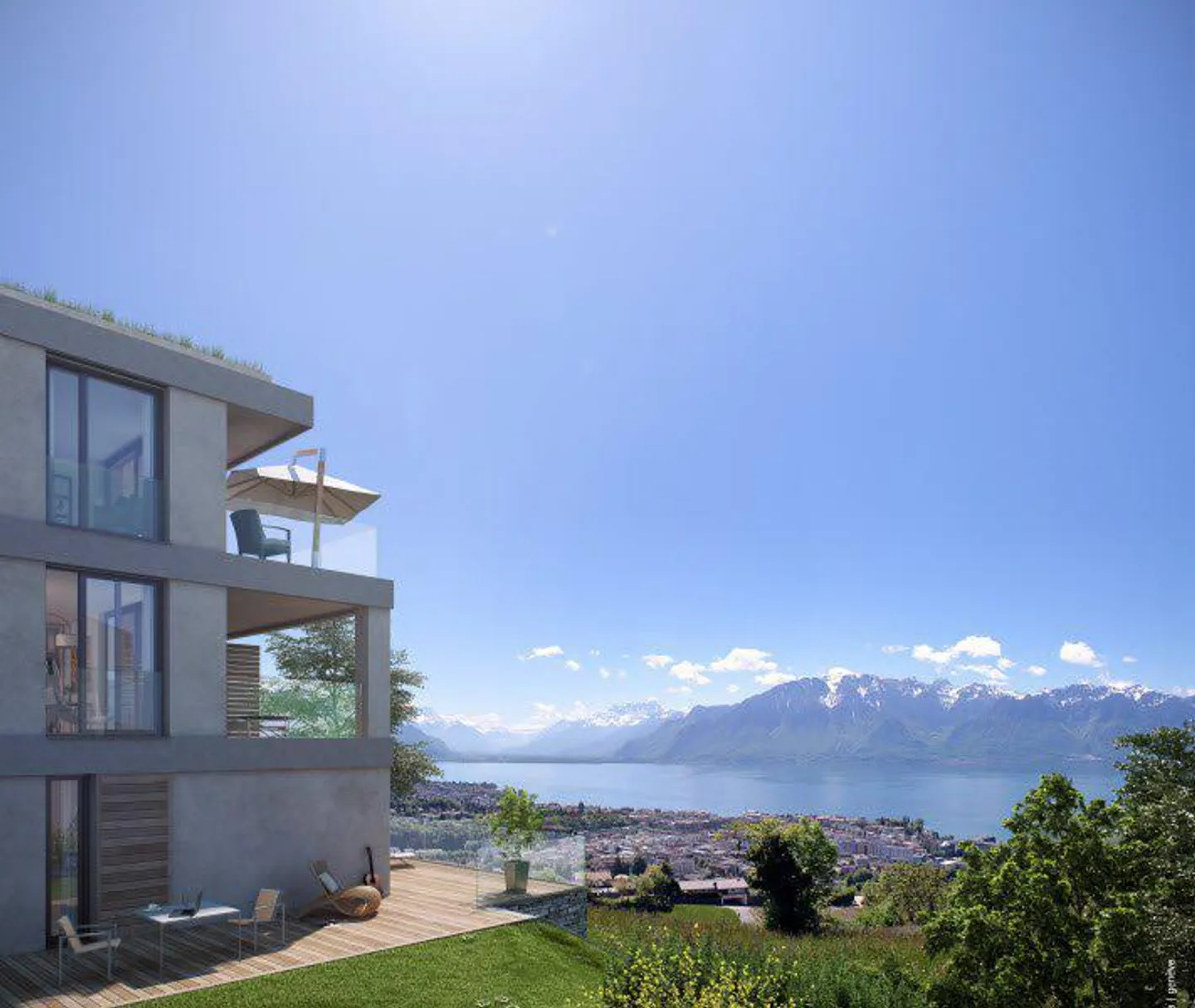 4.5-room apartment with stunning views of the lake and the Alps - Photo 1 of 13