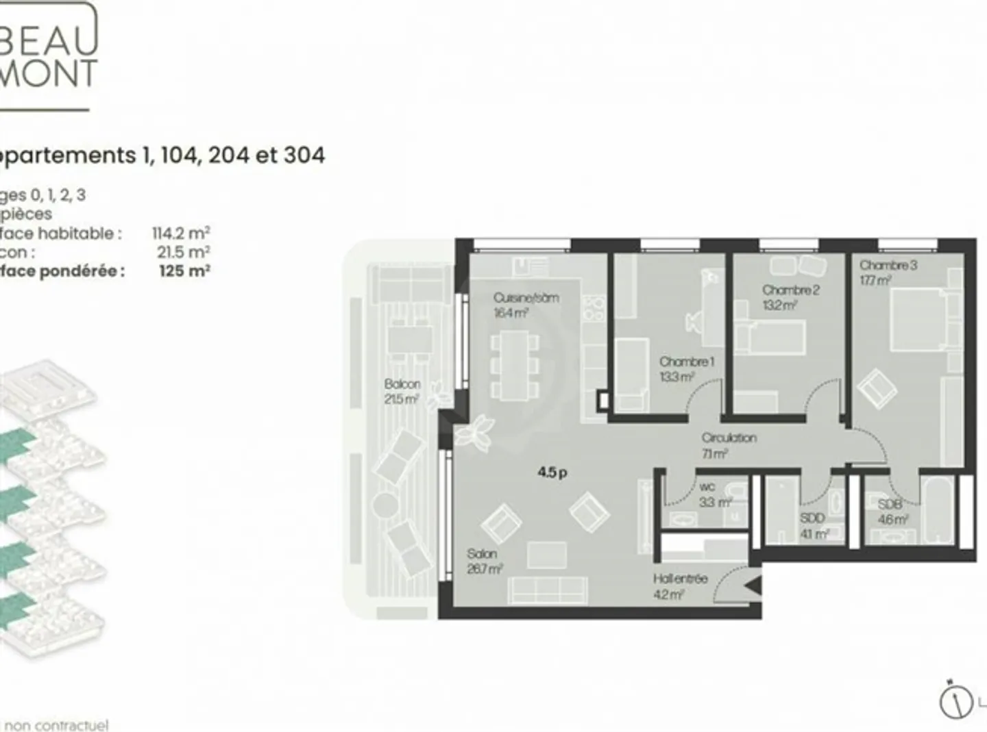 Dernier nouvel appartement de 4,5 pièces au 3ème étage - Photo 7 sur 7