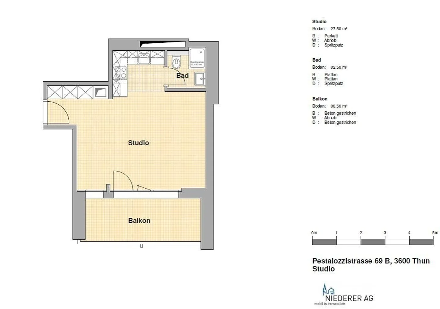 Appartement moderne et central de 1 pièce - Photo 6 sur 7