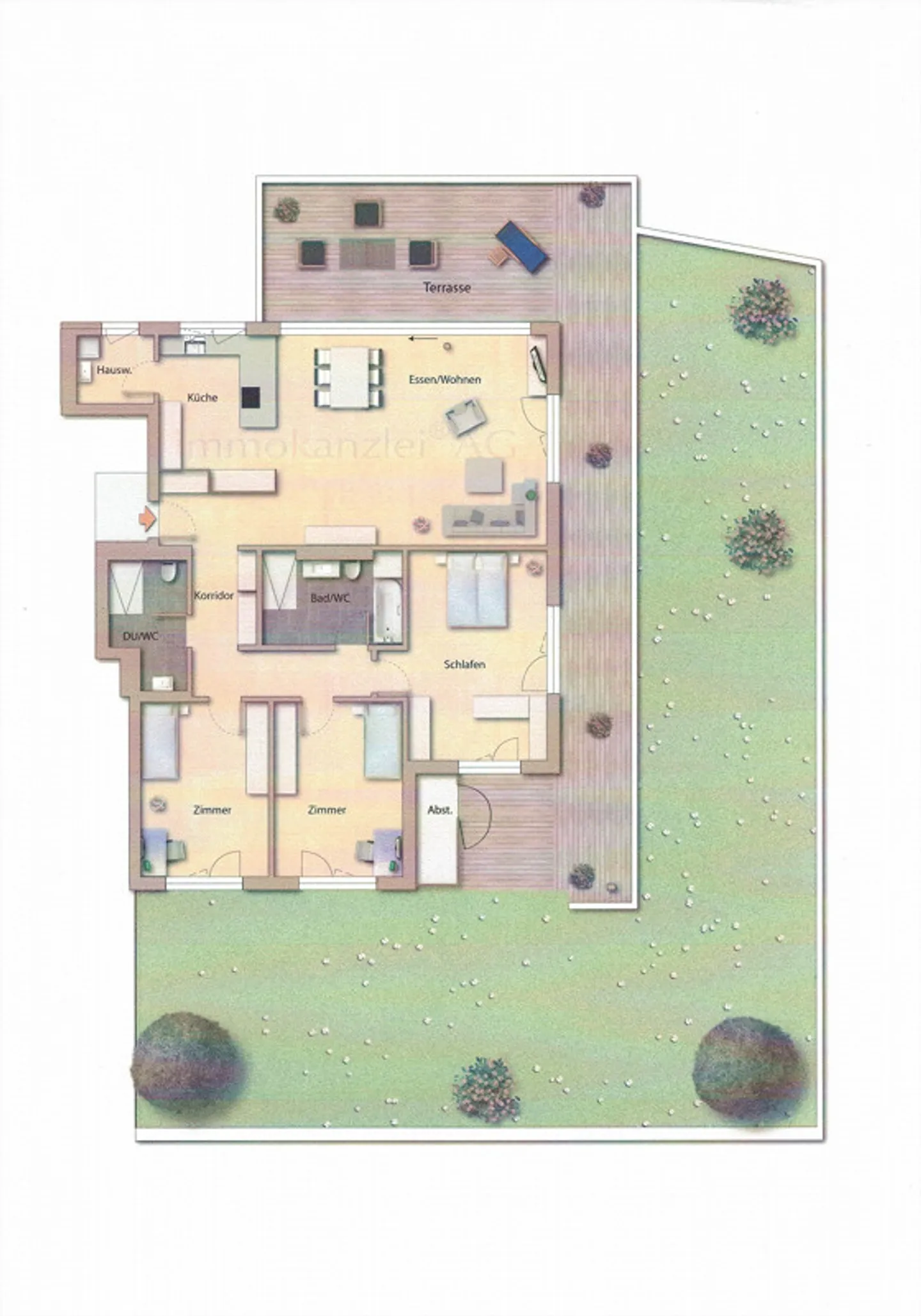 GARTENWOHNUNG: 147m2 netto + 75m2 umlaufender Sitzplatz + 200m2 Garten - Foto 2 von 15