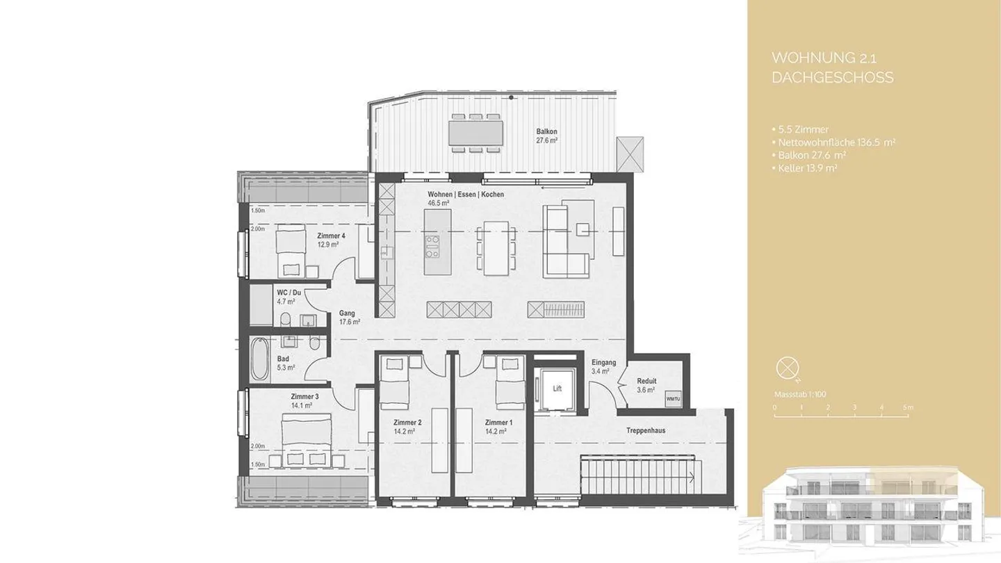 Superbe Appartement Attique à Berikon - Photo 13 sur 14