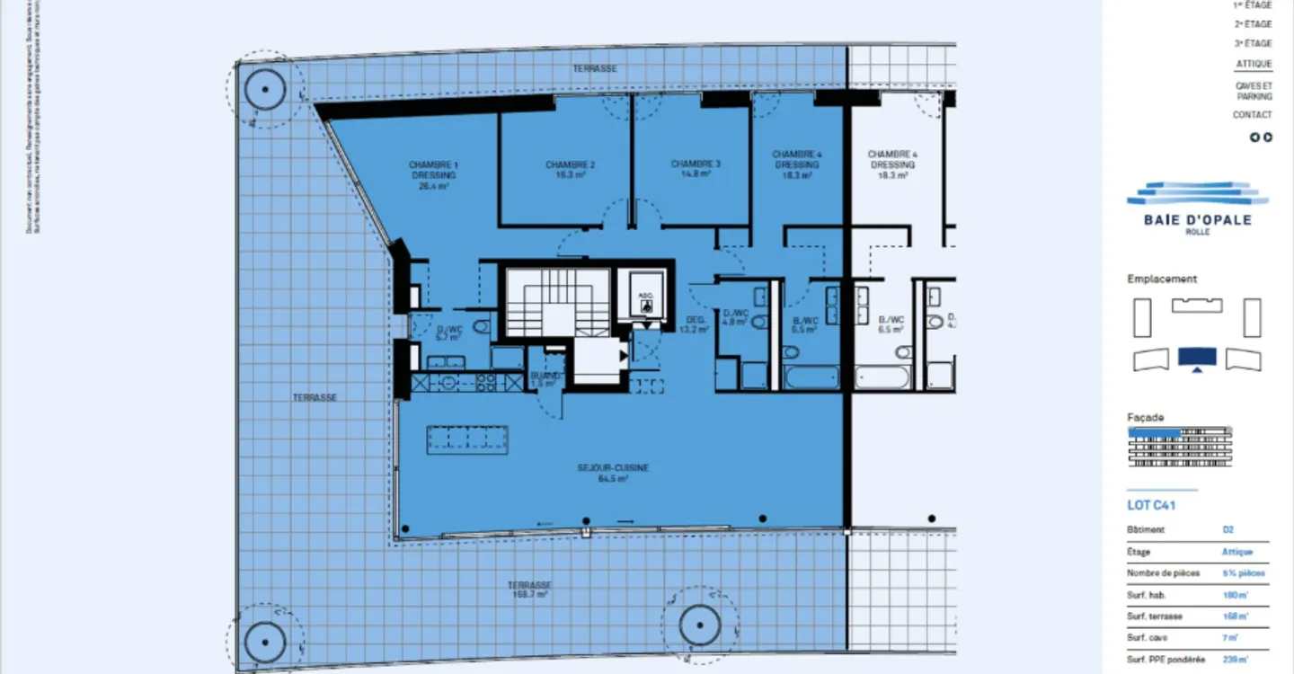 Superb 5.5-room penthouse facing the lake with a south-facing rooftop terrace - Photo 6 of 6