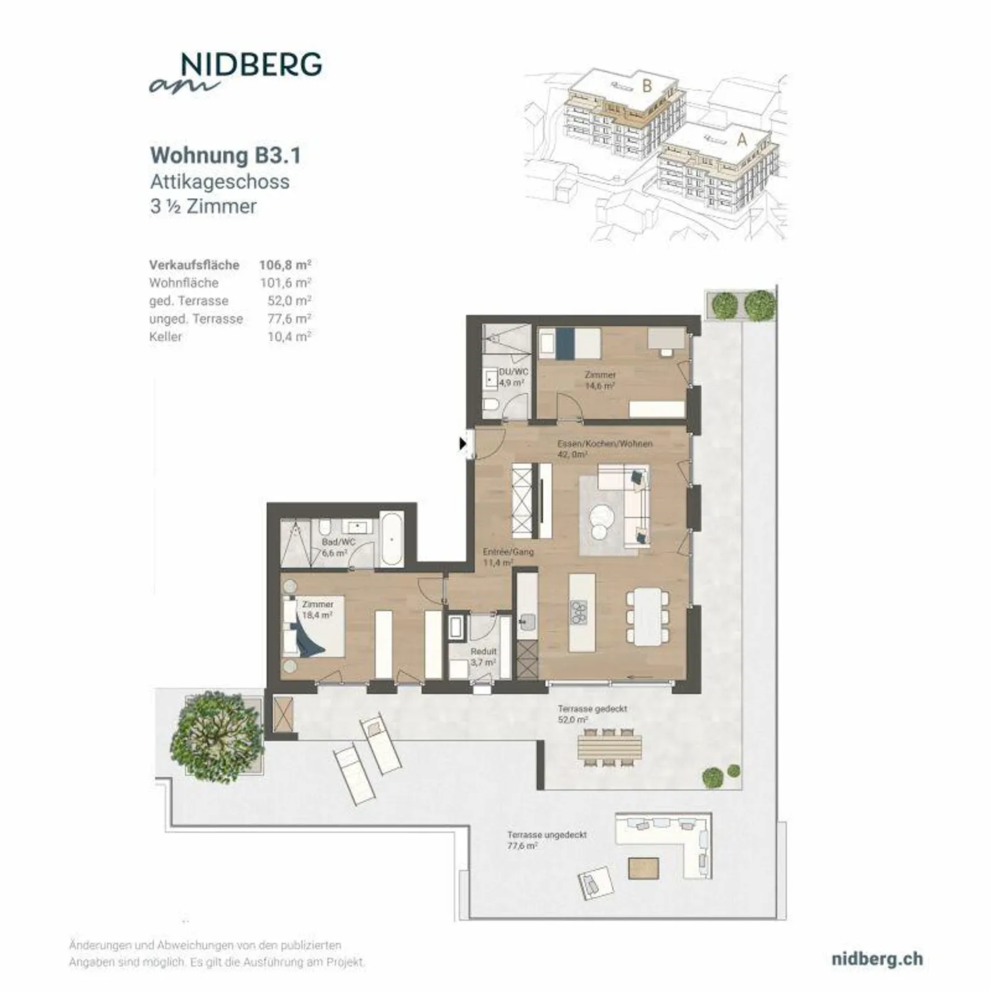Modernes Attikawohnung in Mels - Foto 6 von 6