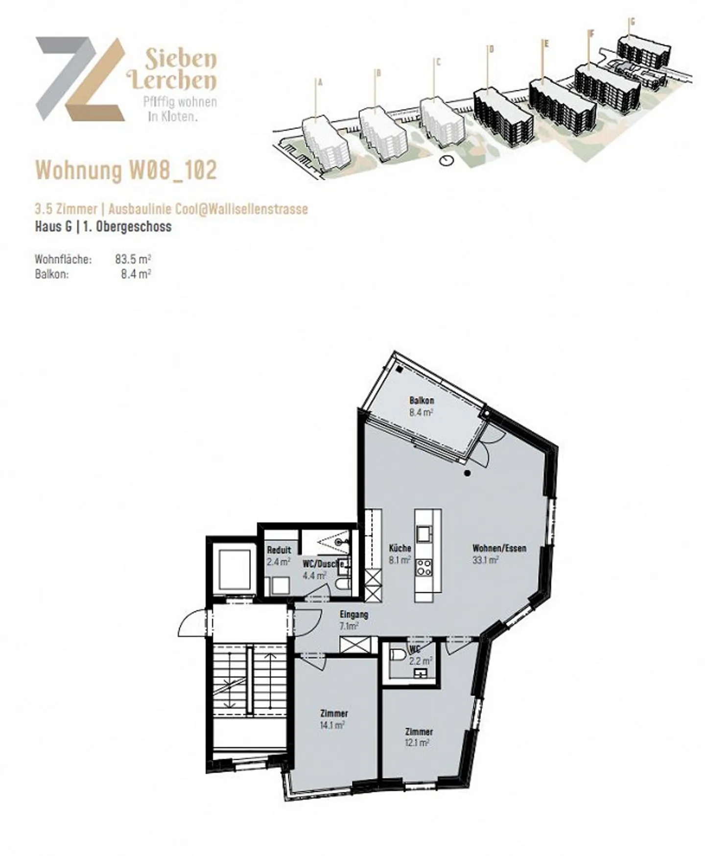 3.5-Zimmer Neubauwohnung in der Überbauung «7 Lerchen» - Ihr modern... - Foto 10 von 11