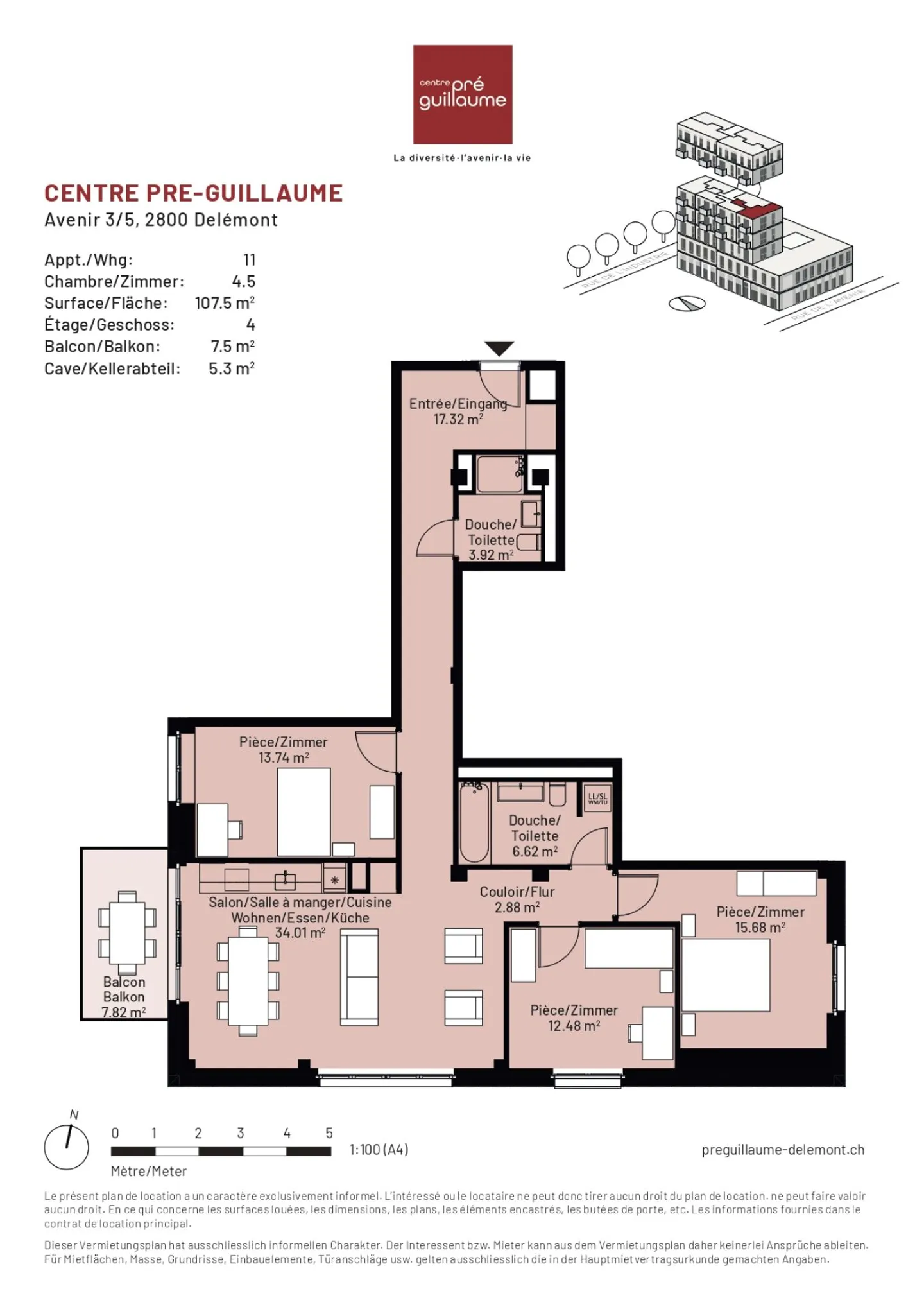 3 appartements (n° 5, 11 et 17) de 4.5 pièces à louer dans immeuble neuf avec ascenseur - Photo 12 sur 13