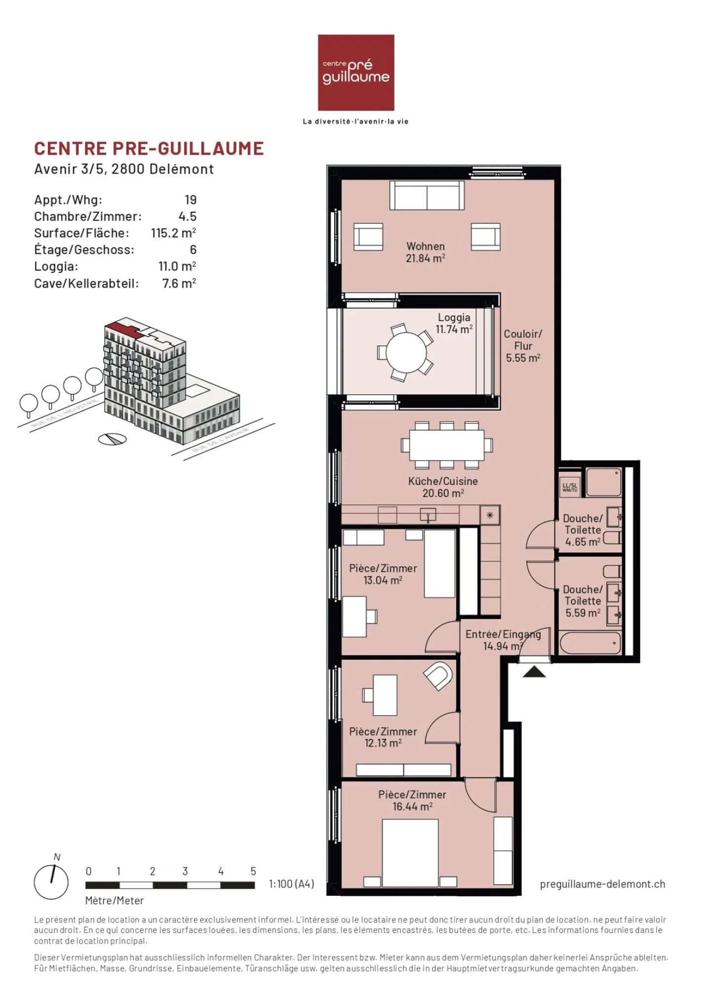 Penthouse (Nr. 19) mit 4,5 Zimmern zur Miete in einem neuen Gebäude mit Aufzug - Foto 15 von 15
