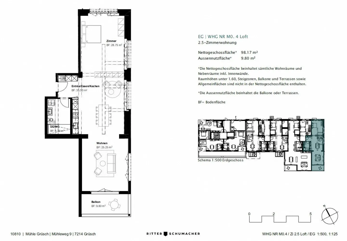 Loft-Wohnung / 2.5-Zimmer, 98 m2, in der Mühle Grüsch - Foto 3 von 3