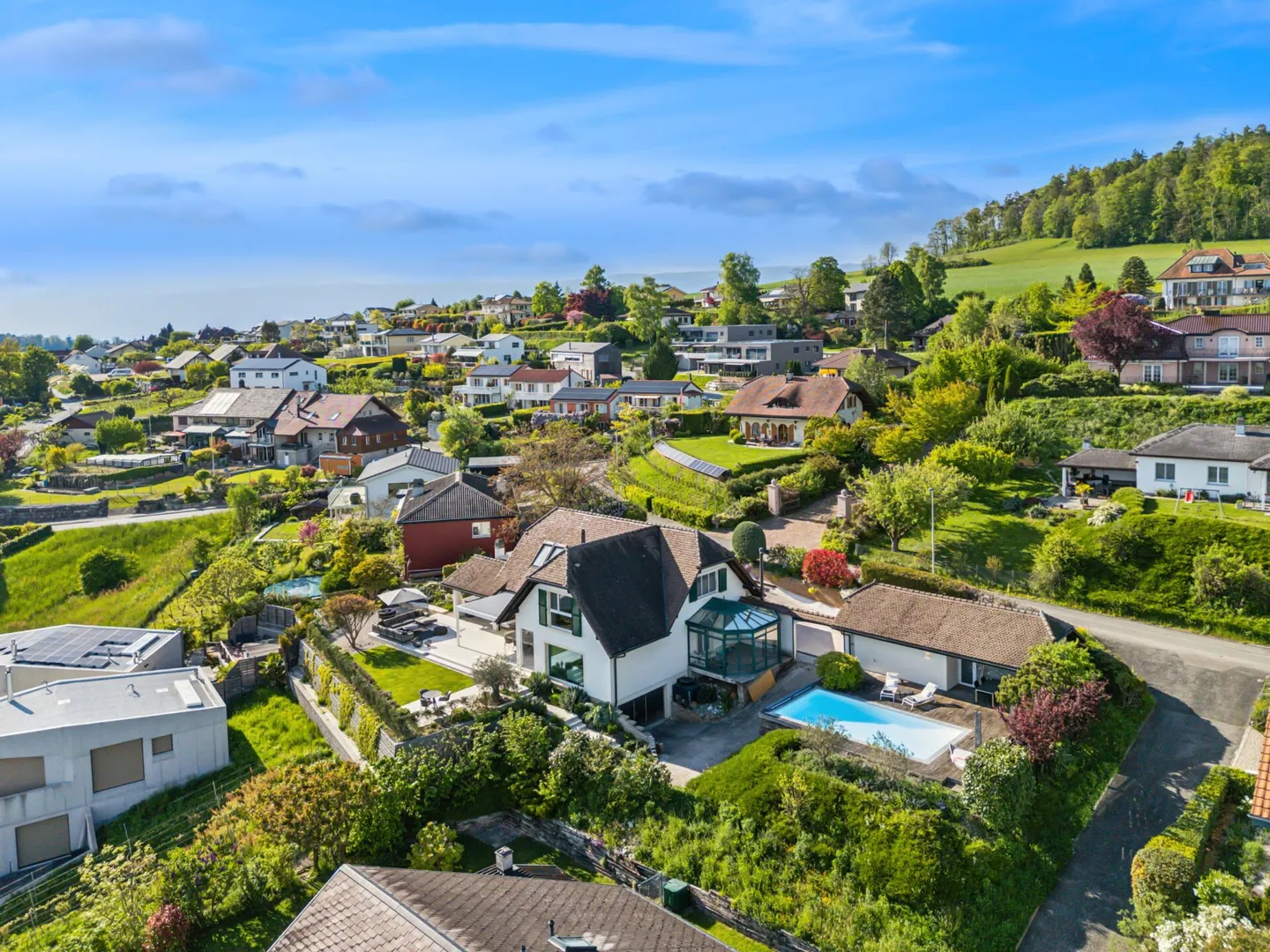 Elegante Traumvilla mit privater Poolanlage und Alpenpanorama am Murtensee - Foto 2 von 14