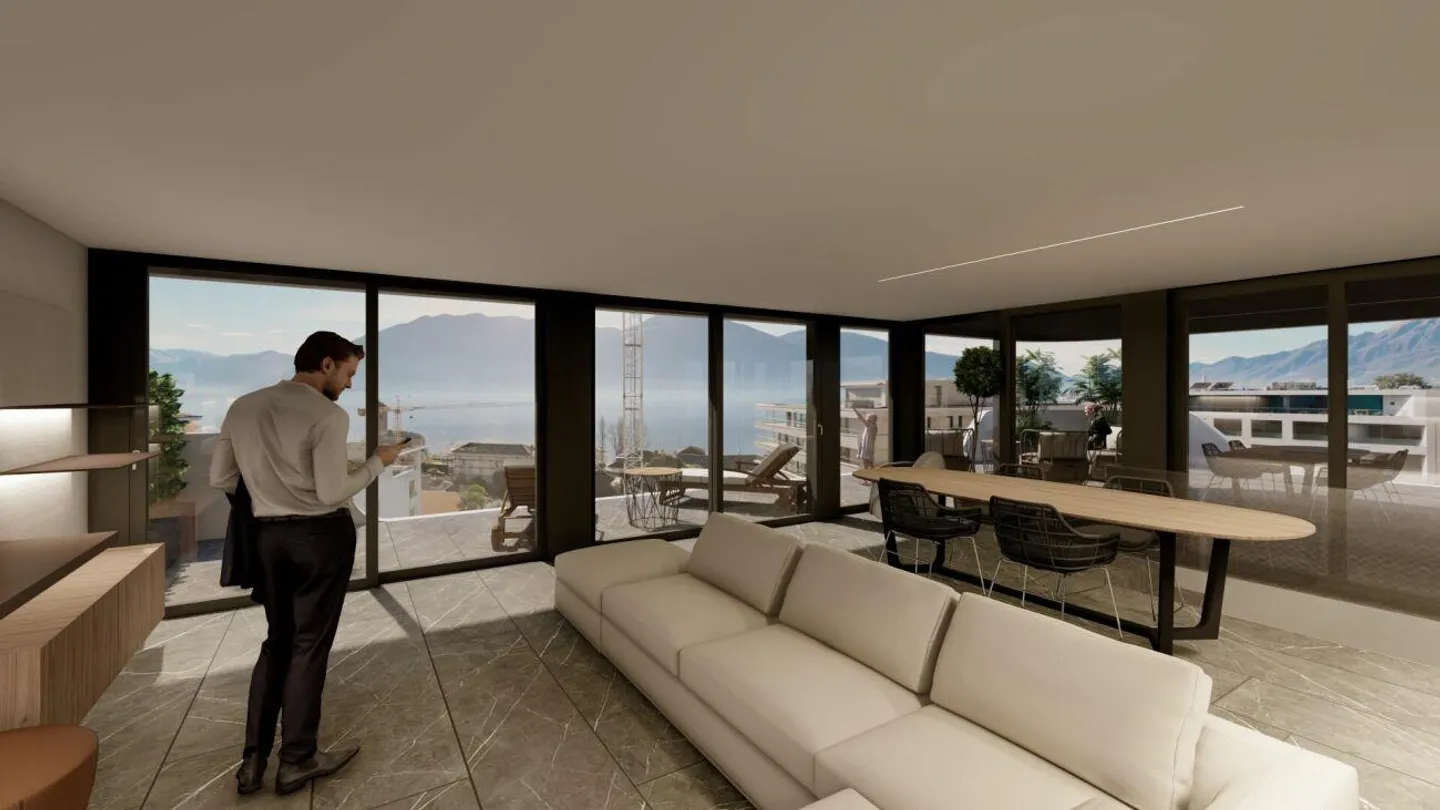Duplex all'ultimo piano con vista lago e ampie terrazze a Minusio - Foto 2 di 19