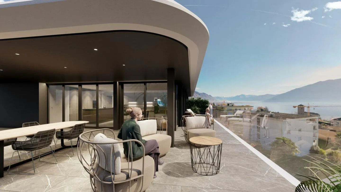 Duplex all'ultimo piano con vista lago e ampie terrazze a Minusio - Foto 6 di 19