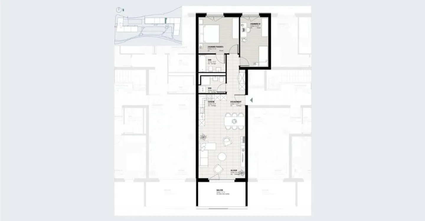 3,5 Zimmer Wohnung mit Balkon von 90 m² – Châtel-Saint-Denis - Foto 2 von 7