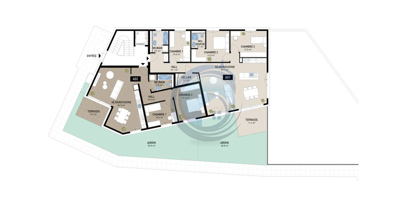 MAGNIFICENT 4.5-ROOM APARTMENT WITH TERRACE AND GARDEN - Photo 5 of 6