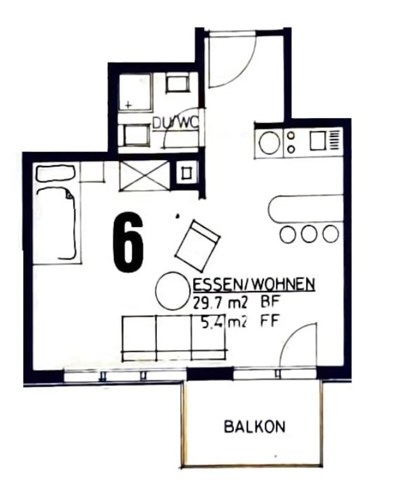 Bella appartamento di 1,5 stanze con balcone - Foto 6 di 6
