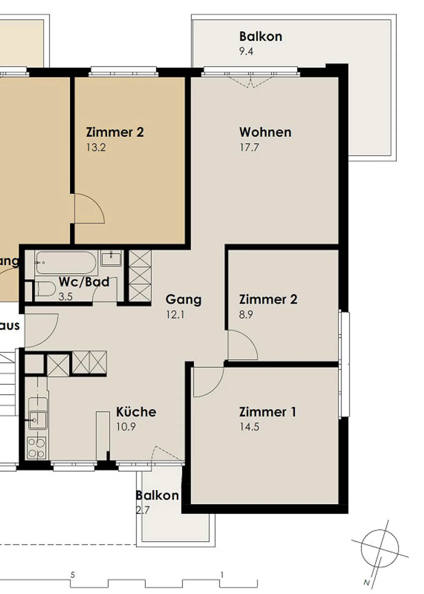 Wohnung mit offenem Grundriss, zwei Balkone - Foto 9 von 9