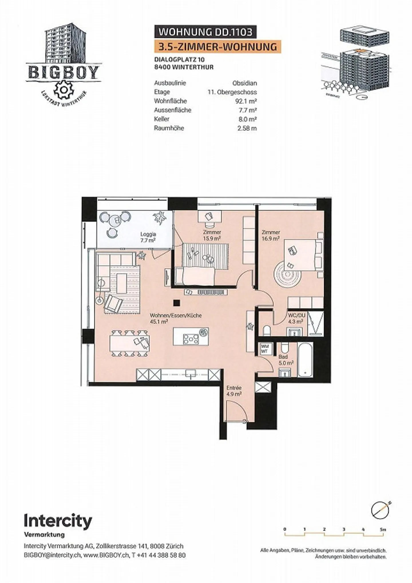 Modern 3.5-room apartment in Lokstadt - Photo 8 of 8