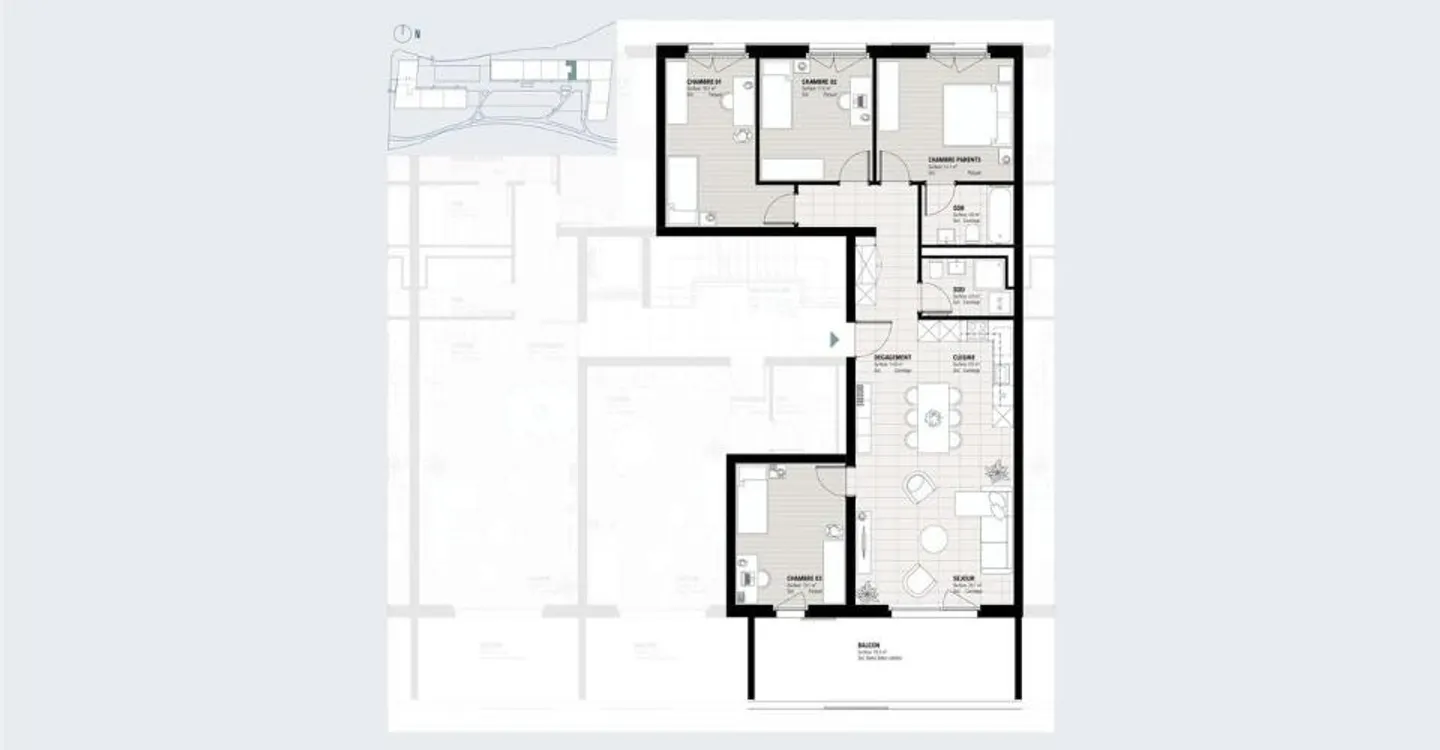 5.5 camere familiari di 122 m² con grande balcone esposto a sud - Foto 1 di 6