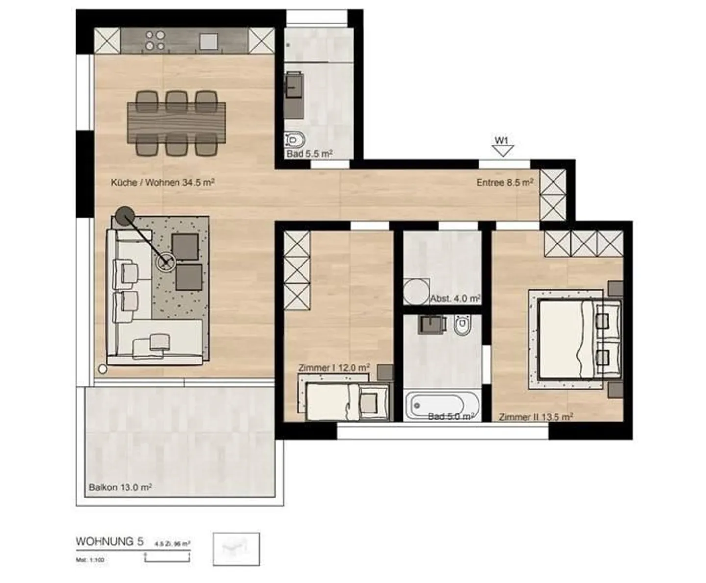 Appartamento di 3,5 stanze in affitto - Foto 9 di 9