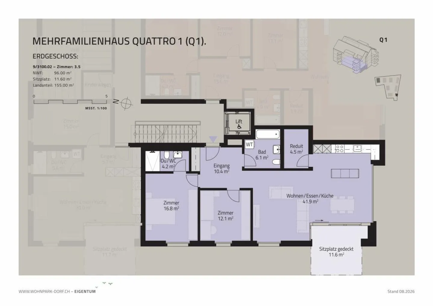 WOHNPARK DORF - VERKAUFSSTART 2. ETAPPE - 3,5-Zimmer-Gartenwohnung - Foto 7 di 10