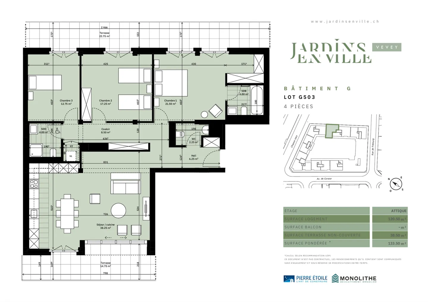 Geräumige 4,5-Zimmer-Penthouse mit 38,5 m² Terrassen - Foto 7 von 7