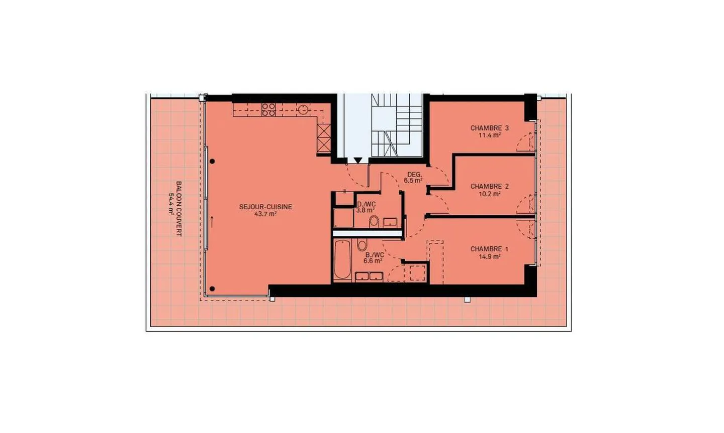 Nouvelle promotion : appartement d'angle de 4.5 pièces avec balcon couvert de 54 m2 - Photo 8 sur 10