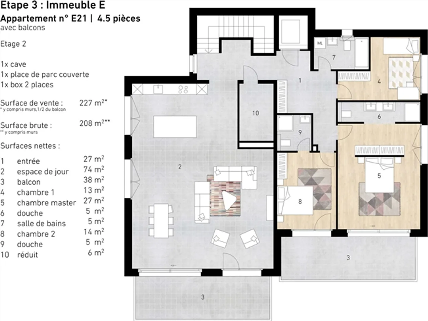 Grande nuova appartamento di 4.5 stanze (2° piano - Attico) - Lens - Foto 5 di 6