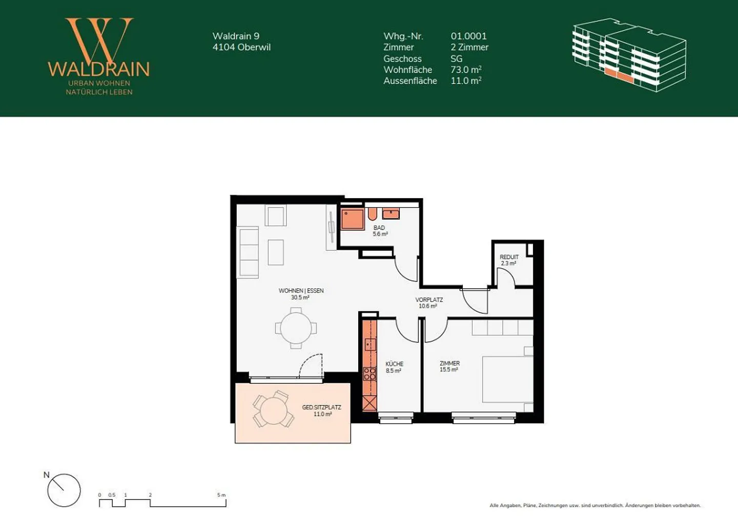 Appartamento 2 stanze a Oberwil - Vivere urbano, vivere naturalmente - Foto 4 di 7