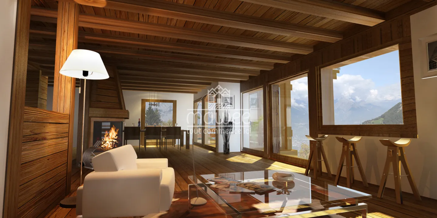 Chalet de luxe à La Tzoumaz : 4 chambres. Bain à remous &amp; vue - Photo 3 sur 5