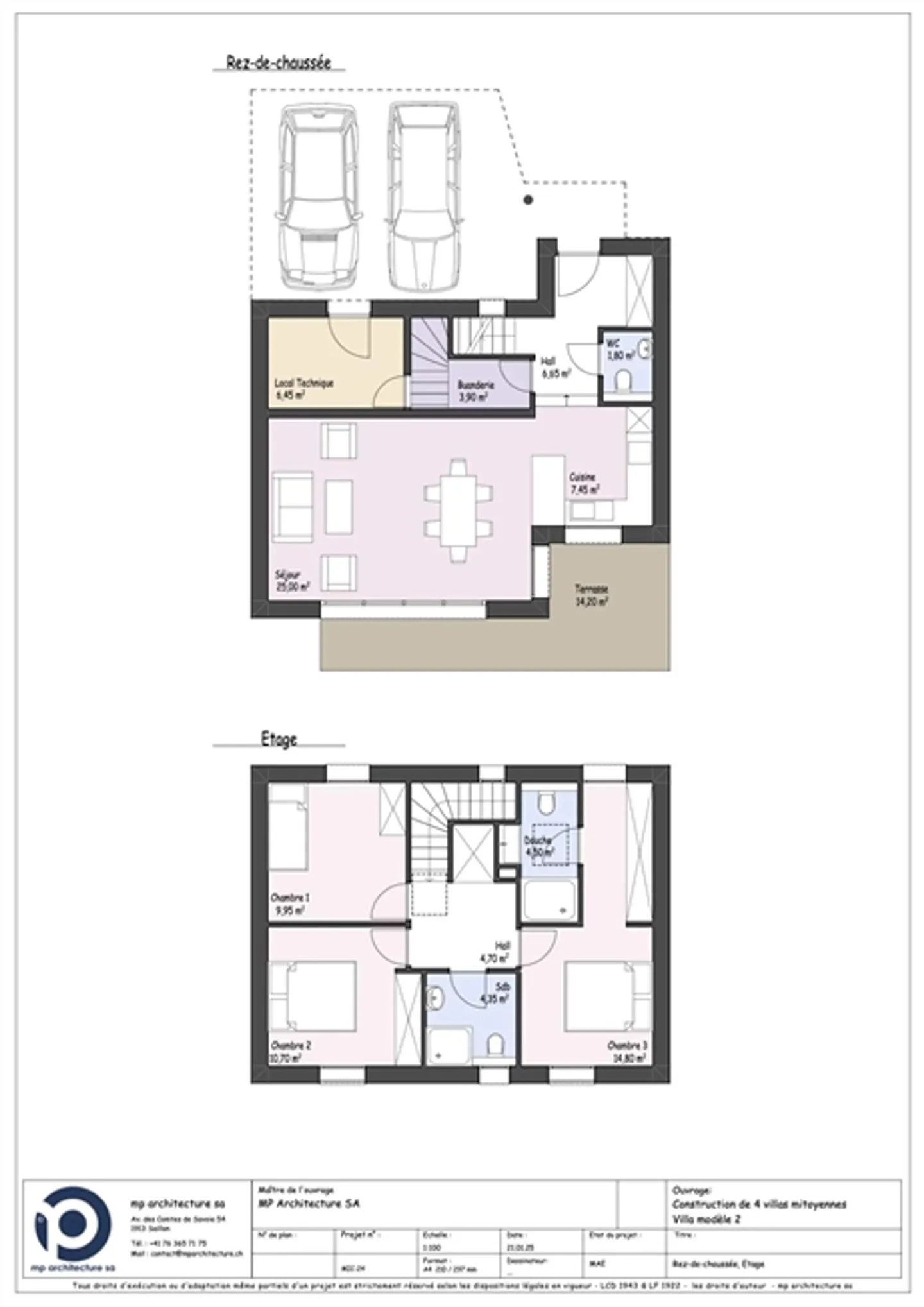 «NEUBAUPROJEKT, Moderne Doppelhaushälften, 4,5 und 5,5 Zimmer, Terrasse, Garten und 2 überdachte Parkplätze + 1 Außenstellplatz in Conthey» - Foto 4 von 6