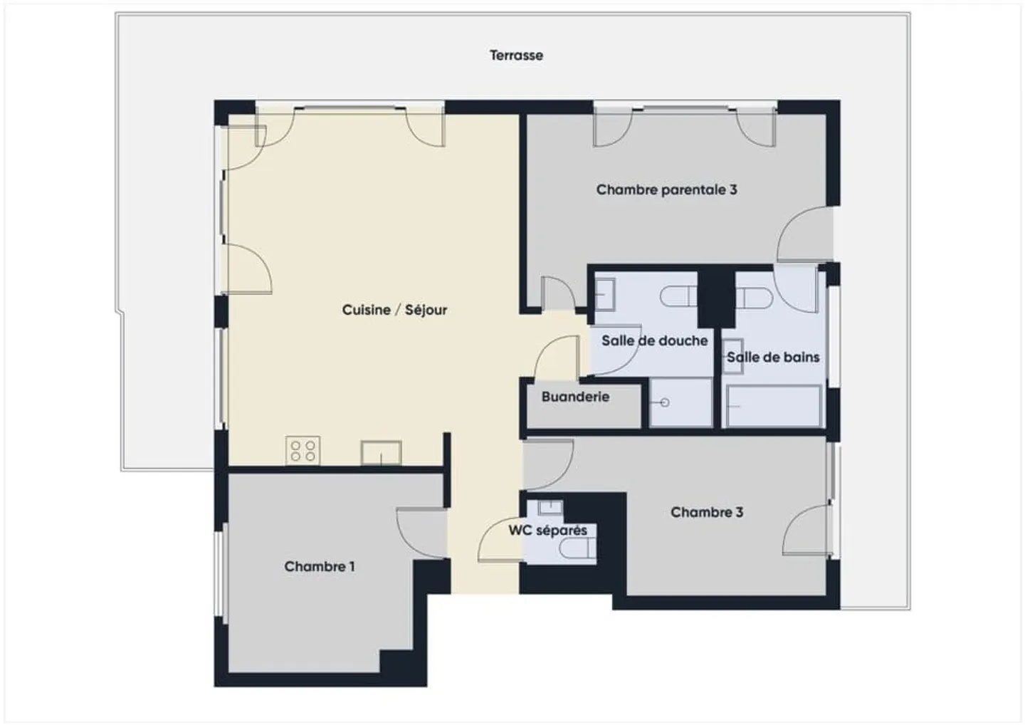 NEUE 4,5-Zimmer-Wohnung mit 111m2 im 1. Stock in Prilly - Foto 2 von 11