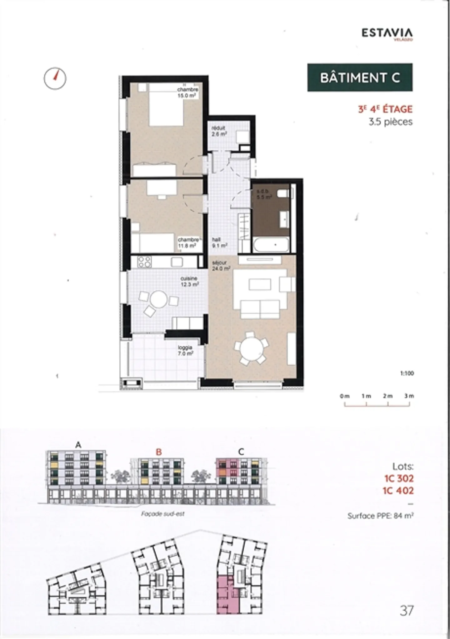 1C-302 – Bellissimo appartamento di 3,5 stanze in affitto dal 1 maggio 2026 - Foto 6 di 8