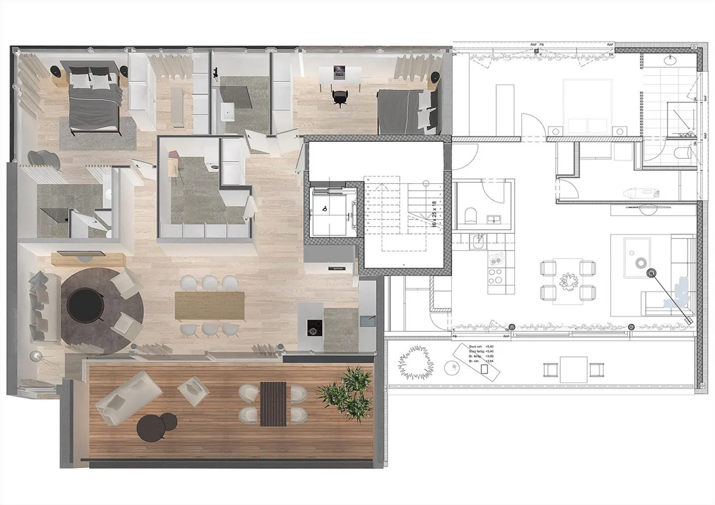 Luxuswohnung mit Terrasse - Foto 4 von 17