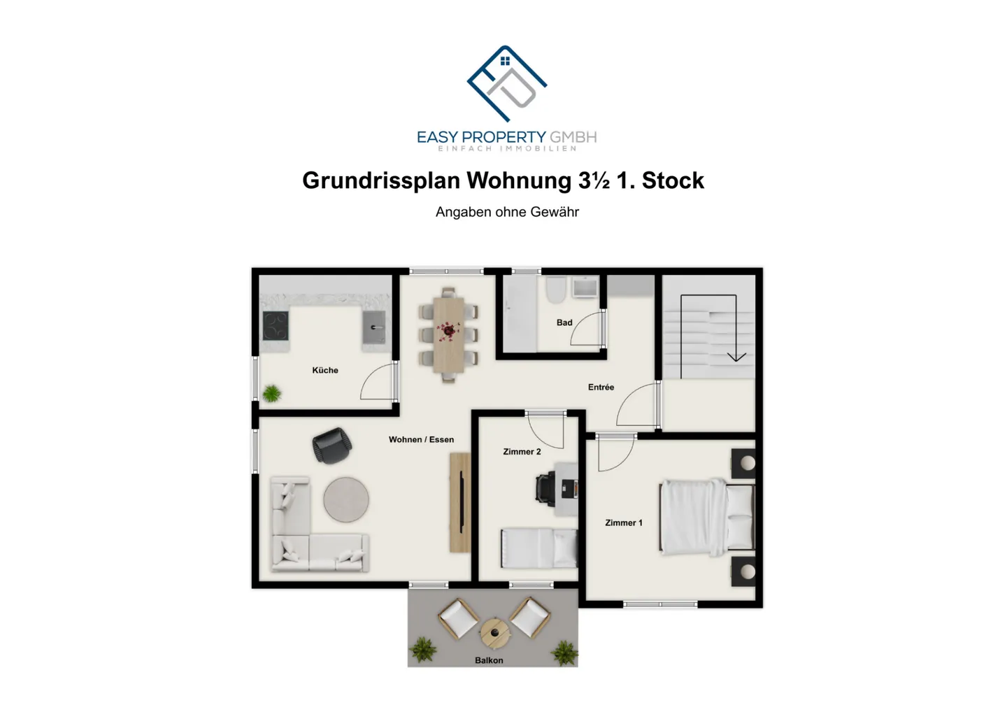 3 1/2 Zimmerwohnung, Hubel 77 - Foto 8 von 8