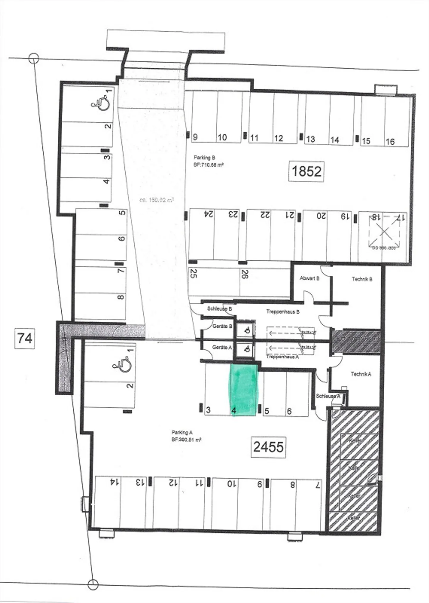 Espace de stationnement souterrain spacieux situé au centre de Siebnen SZ - Photo 1 sur 1