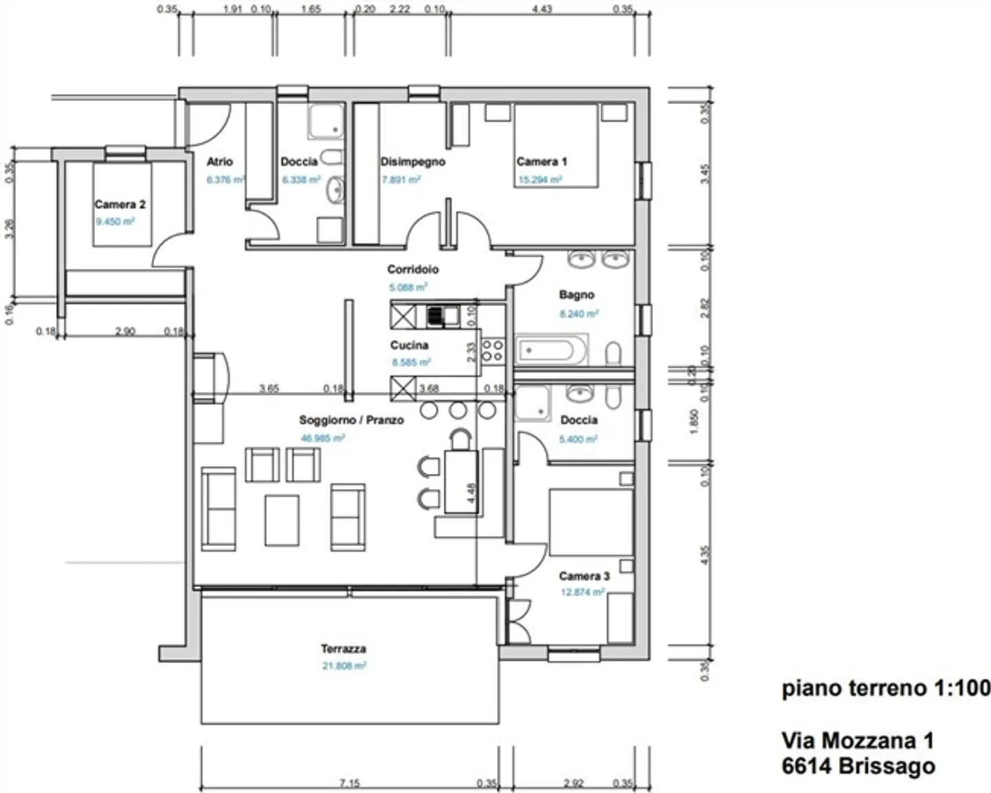 «Brissago moderno e spazioso appartamento di 4.5 locali con giardino privato/ moderne und geräumige 4,5-Zimmer-Wohnung mit privatem Garten» - Foto 9 di 10