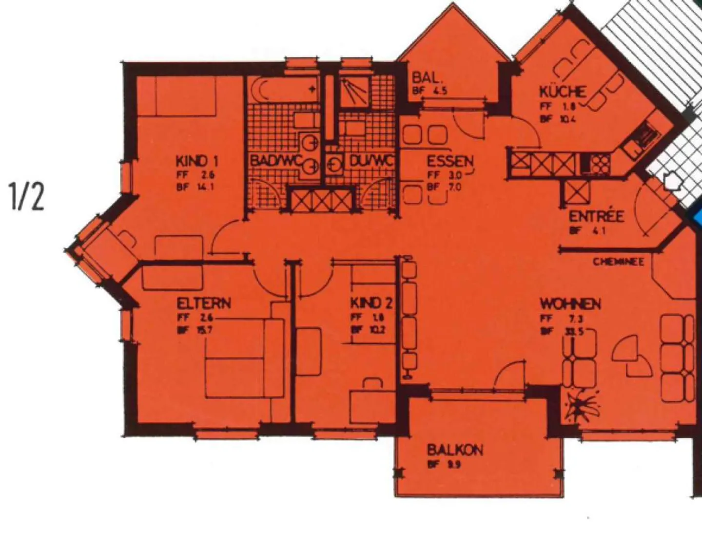 4.5-room apartment with fireplace and 2 balconies - Photo 14 of 14